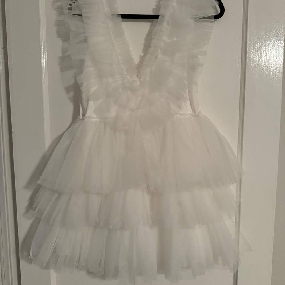 MABLE Elegant White Tulle Dress